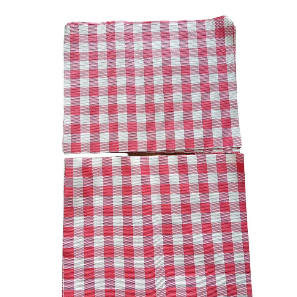 Pink White Gingham Plaid Vinyl Placemats Set of 8 Cottagecore easy clean